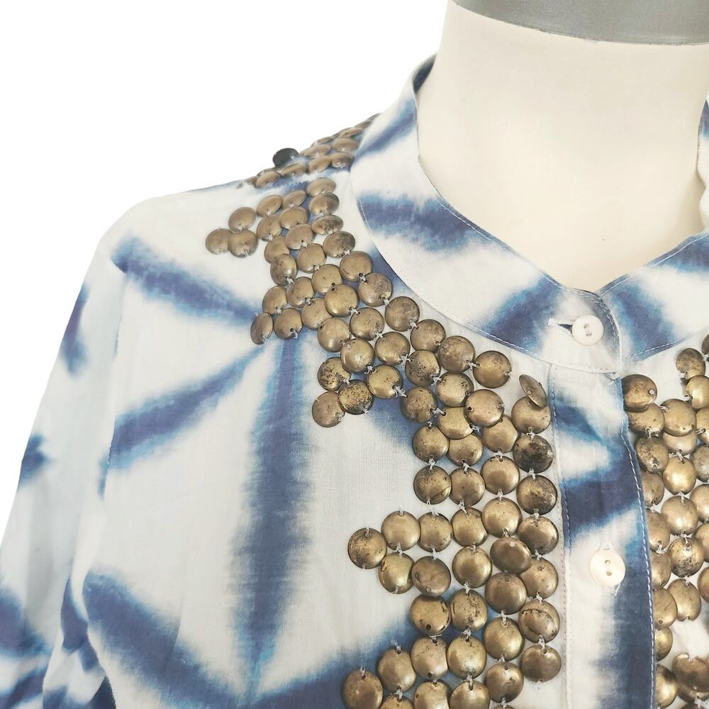 FIGUE Thandie Kaftan boho caftan tie dye beaded midi dress in Izu floral Size S - Picture 6 of 11